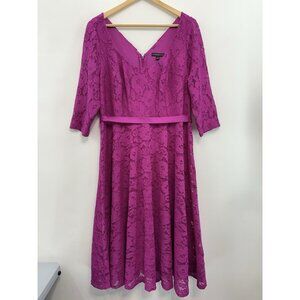 Lane Bryant Lace Midi Dress Fit and Flare Empire Waist Fuchsia Purple Womens 18